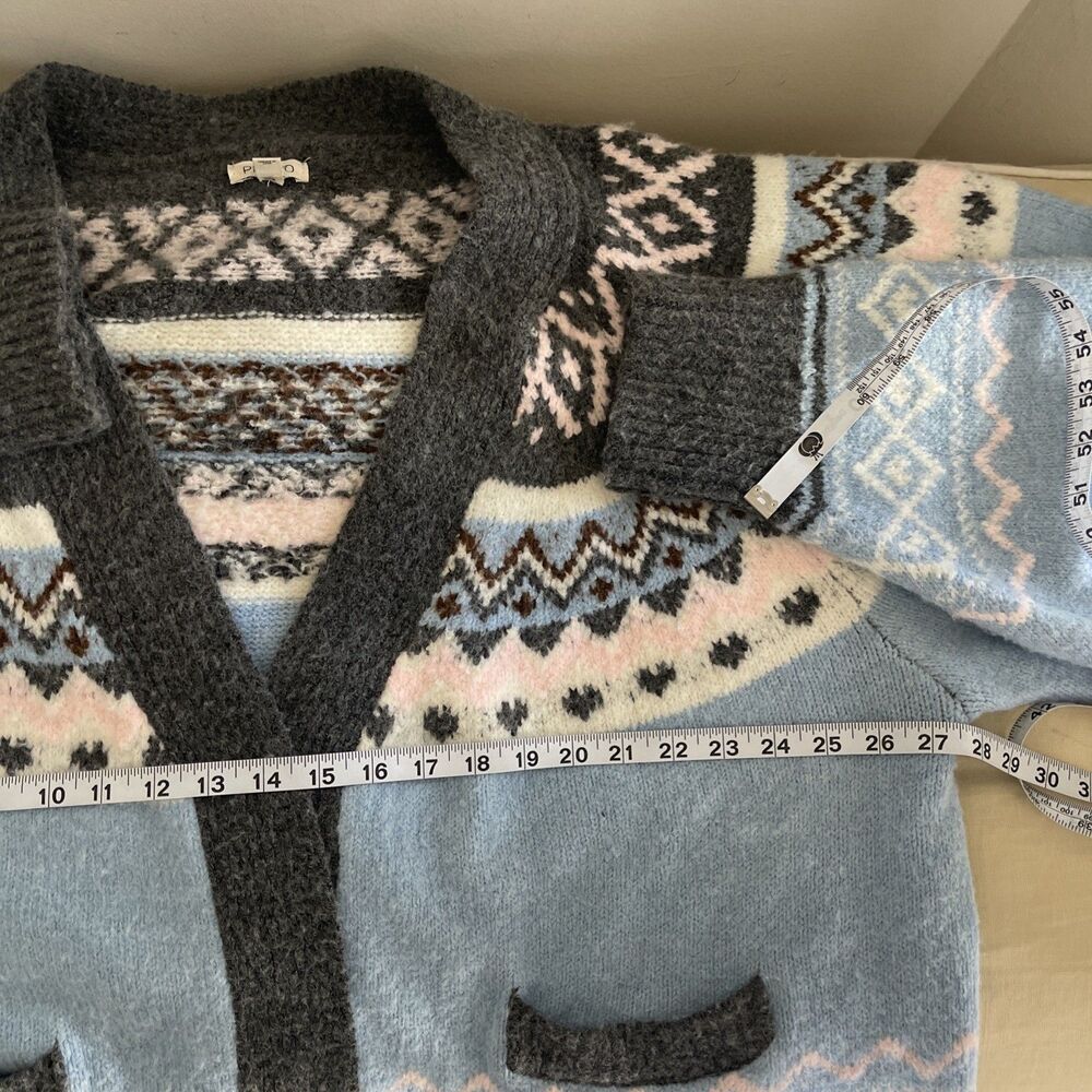 pilcro Fair Isle Oversized sweater anthropologie Blue One Size - Picture 8 of 10